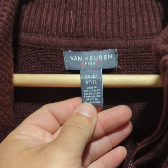 Van Heusen Men's Dark Burgundy Zip-Up Sweater - Picture 2 of 3